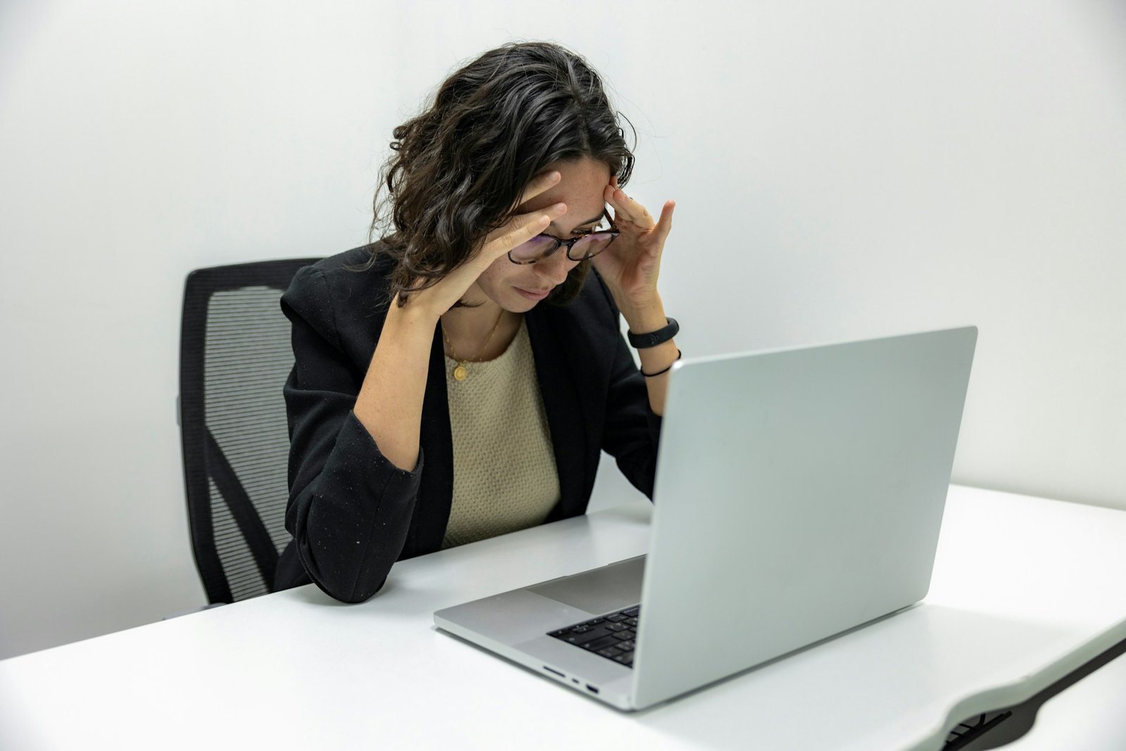 a frustrated woman working in the office