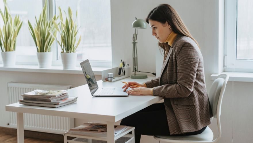 a woman working at desk