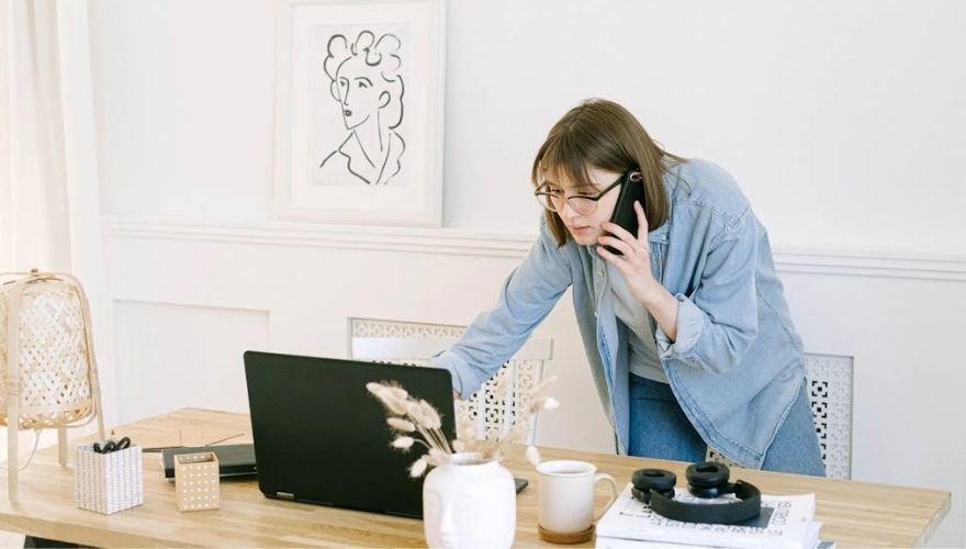 a woman on the phone 