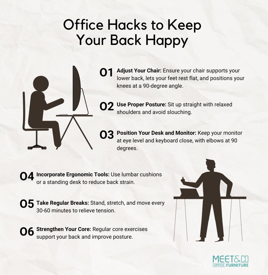 6 tips to reduce back pain in office