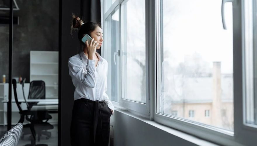 woman answering phone call