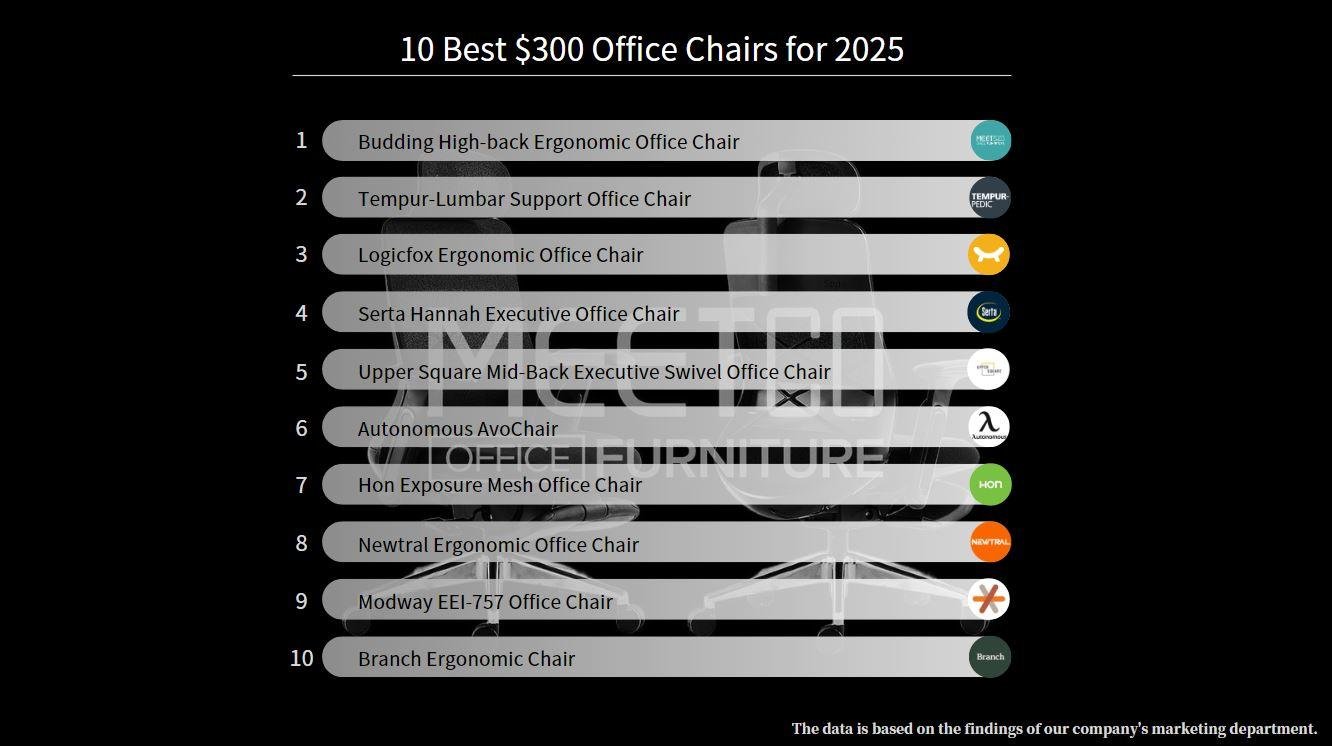 list of 10 best $300 office chairs